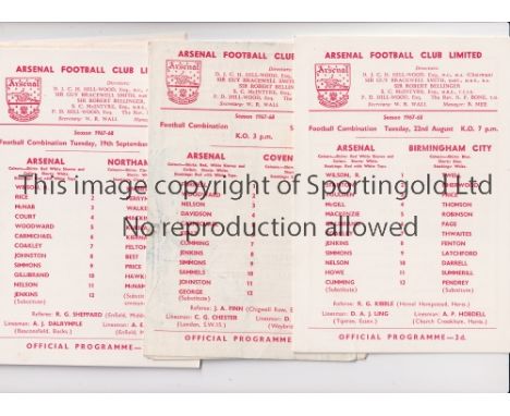 ARSENAL    Seventeen programmes for 1967/8 including 17 single card home Reserves v Birmingham, Chelsea, Coventry, Gillingham