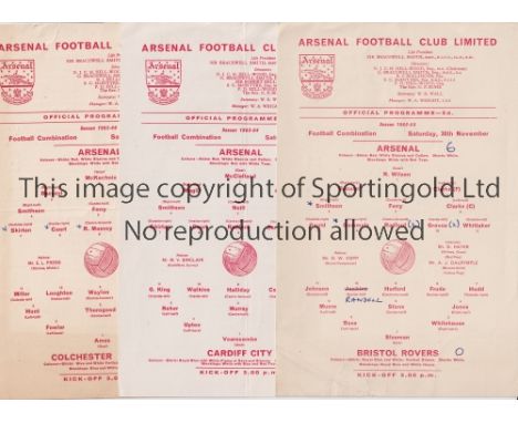 ARSENAL     Twenty one programmes for 1963/4 including 17 single card home Reserves v Bristol R, Cardiff, Colchester, C.Palac