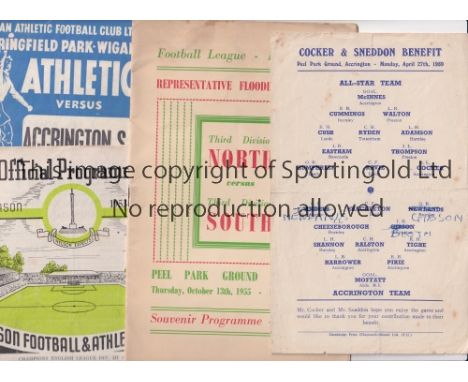 ACCRINGTON STANLEY        Four programmes: single sheet home v All-Star Team 27/4/1959 Benefit match, team changes and slight