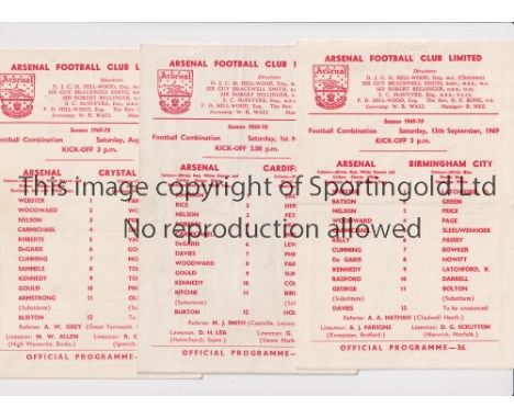 ARSENAL    Seventeen single card home Reserve programmes for 1969/70 v Birmingham, Cardiff, Chelsea, C.Palace, Gillingham, No