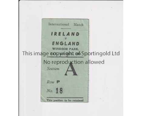 NORTHERN IRELAND V ENGLAND 1964      Ticket for the match at Windsor Park, Belfast 3/10/1964, Name written on the back.    Ge