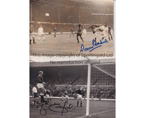 FOOTBALL PRESS PHOTOS 1950'S - 1970'S / AUTOGRAPHS    Over 30 original Press photos with stamps and paper notations on the re