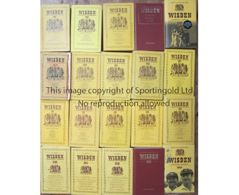 HARDBACK WISDEN CRICKET ANNUALS       FOR COLLECTION ONLY  Twenty one issues: Index 1864 - 1943, 1978 tape on the dust jacket