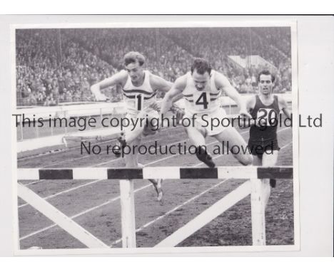 OLYMPICS PRESS PHOTOS     Approximately 100 b/w 10" X 8" Associated Sports Photography action photos with stamps and notation