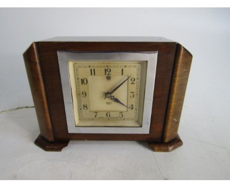 Vintage Smiths Sectric Art Deco electric wooden mantle clock 