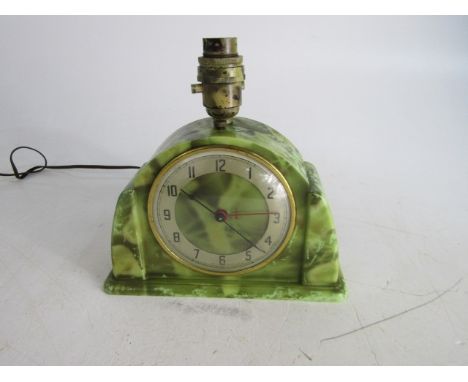 Vintage Metamec Art Deco electric Bakelite mantle lamp clock 