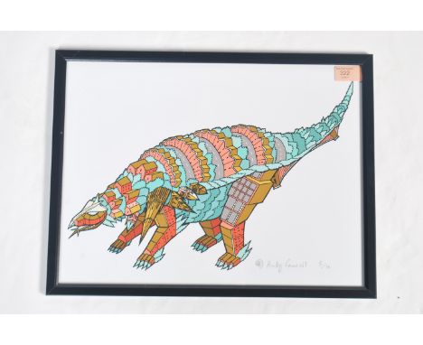 A graffiti urban art print after Bristol Street artist Andy Council entitled Bristol Edmontonia 2013 5/10 depicting a dinosau
