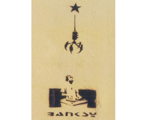 A graffiti urban art stencil print after Bristol Street artist Banksy entitled Grab A DJ And Make A Star 1999  number 05/50 f
