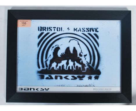 A graffiti urban art stencil print after Bristol Street artist Banksy entitled Bristol Massive  1999  number 4/50 framed and 