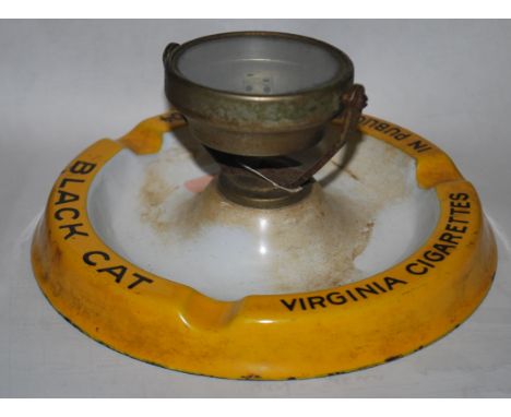 A stunning pub advertising point of sale enamel ashtray for Black Cat Virginia cigarettes In Public Favour Since 1904 notatio