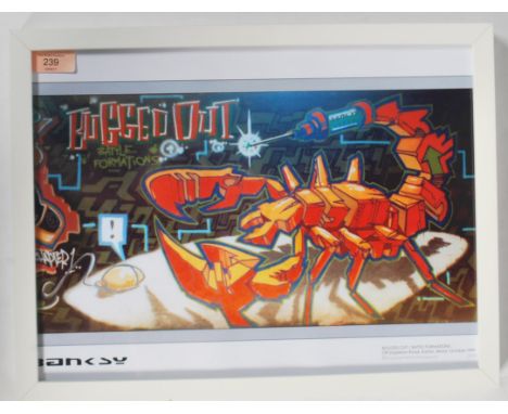 A graffiti urban art  print after Bristol Street artist Banksy entitled Bugged Out / Battle Formations 1999  number 27/50 fra