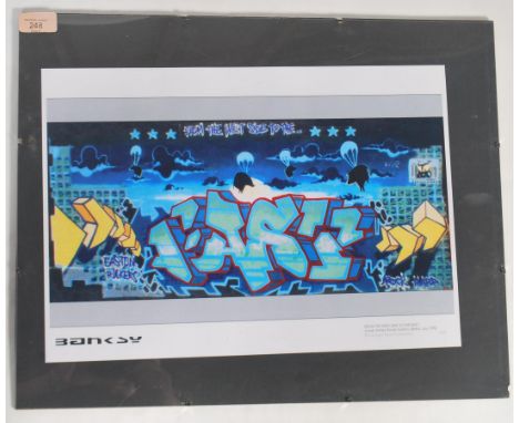 A graffiti urban art  print after Bristol Street artist Banksy entitled From The West Side To The East 1998  number 13/50 on 
