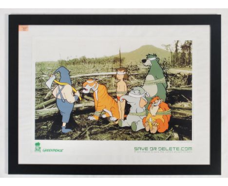 A graffiti urban art print after Bristol Street artist Banksy entitled Save or Delete (Greenpeace) depicting Disney's The Jun