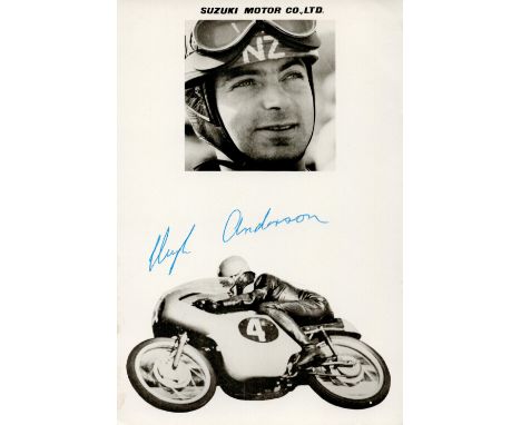 Motor Racing Hugh Anderson signed 6x4 Suzuki black and white vintage promo photo. Hugh Robertson Anderson MBE (born 18 Januar