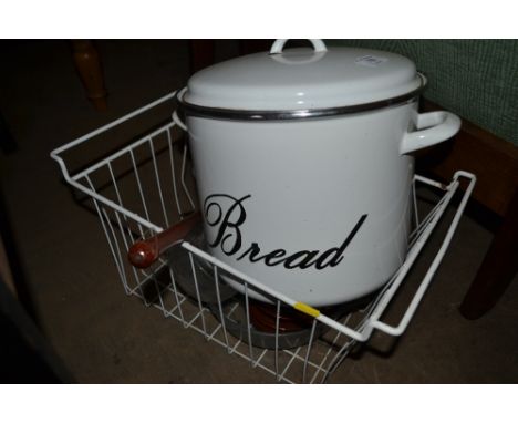 An enamel bread bin and other kitchenalia 