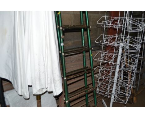 A folding metal ladder 