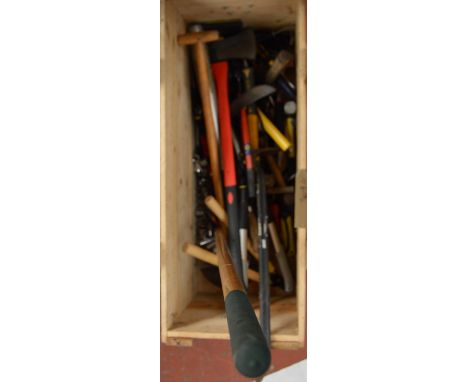 POLICE: A WOODEN CRATE CONTAINING VARIOUS TOOLS AND HARDWARE [NO RESERVE] [VAT ON HAMMER PRICE]