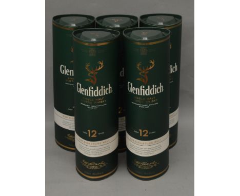 POLICE > 5 bottles of Glenfiddich 12 yrs single malt Whisky. [NO RESERVE] [VAT ON HAMMER PRICE]