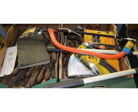 4 TRAYS OF ASSORTED TOOLS AND HARDWARE [NO RESERVE]