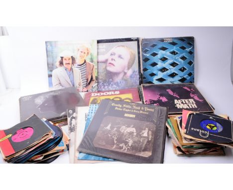 Collection of late 20th century rock LP vinyl records, including artists such as Led Zeppelin, Bob Dylan, The Who, The Velvet