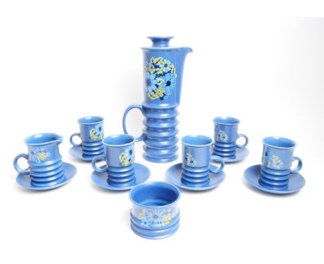 Carltonware - 1960s Wellington pattern pottery coffee service, comprised of the coffee pot, five cups, six saucers, sugar pot