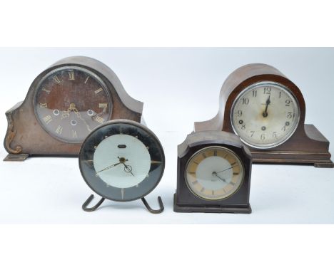 Smiths, London - Collection of vintage 20th century mantel clocks. Art Deco examples with wooden examples with Westminster ch
