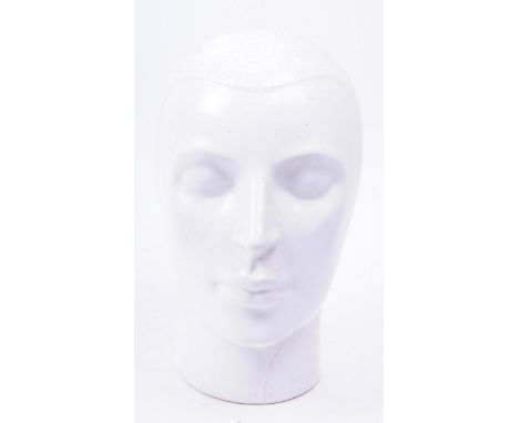 20th century milliners / phrenology ceramic head bust with moulded features. Hollow interior. Measuring approx. 25cm x 14cm.