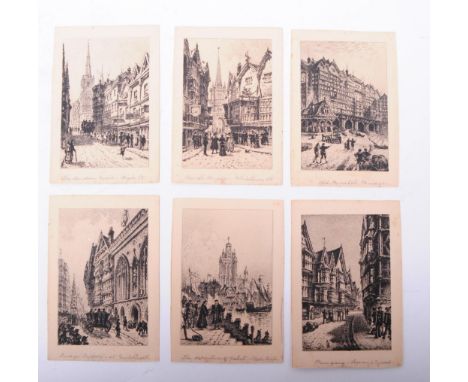 Collection of six early 20th century Bristol interest black and white etchings. Comprised of 'The Departure of Cabot - Redcli