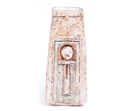 Troika - Teo Bernatowitz - A vintage 20th century circa 1974 Troika ceramic Stickman Coffin vase. The vase of tapered form, w
