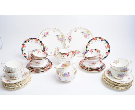 Mid century Alberta 'Westminster' patterned part tea service with a Royal Worcester 'Roanoke' patterned part tea service. Alb