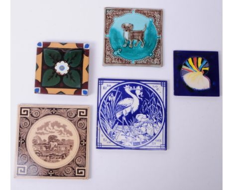 Collection of 19th and 20th century ceramic wall tiles to include Minton’s Aesop Fables, Aesthetic movement influenced and ot