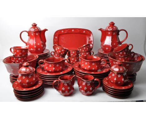 Winterling - A vintage mid 20th century Winterling Germany Bavaria ceramic dinner service. The dinner service having red glaz