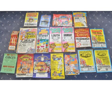 Collection of generally modern circus advertising posters, many with venue locations to include Gandey's (Cleethorpes), Chipp