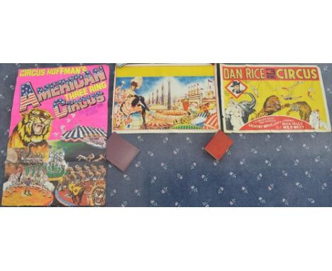 Three North American circus posters to include Circus Hoffman's American Three Ring Circus (96.5x137cm), Dan Rice 3 Ring Circ