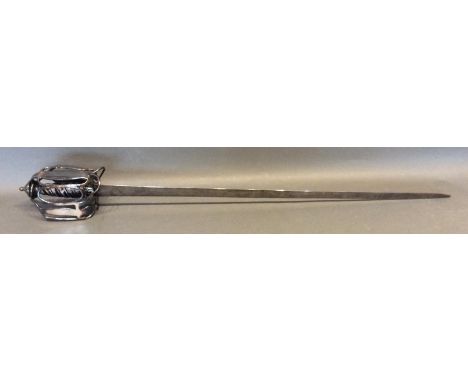 A Mid 18th Century Scottish Basket Hilt 'Horseman's' Sword, the hilt with plain oval panels and rounded bars with oval horsem