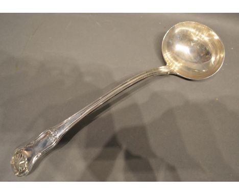 A George III Silver Large Ladle With Fiddle Pattern Handle, London 1817, makers mark IL, 11oz, 33cm long 