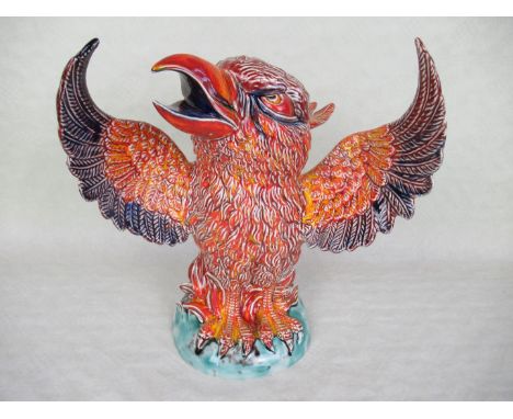 A Peggy Davies ceramic 'Grotesque' bird, The Phoenix, modelled by Robert Tabbenor, the base with mark reading 'Artist Origina