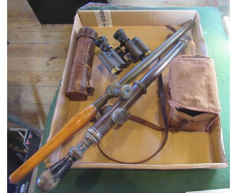 An early 20th century beech wood handled periscope signed R & J Beck Limited, MK IX 1917, 11749, together with a leather case