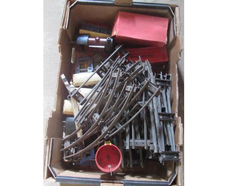 A collection of mid-20th century model railway examples, 'o' gauge to include: boxed Hornby series rolling stick, a LMS engin