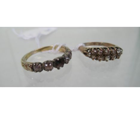 A 19th century five stone half-hoop ring, slightly graduated old mixed cut stones (central stone deficient) in claw mounted c