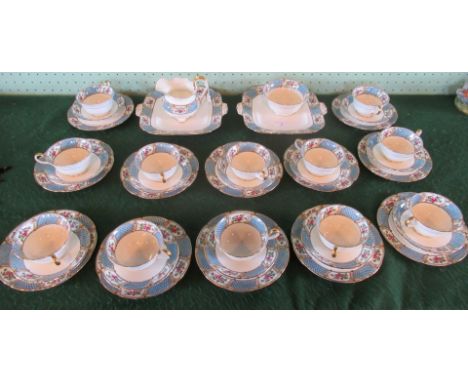 An early 20th century Aynsley part-tea service, a twelve place setting, comprising: trios, two sandwich plates, open sugar bo