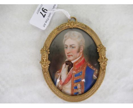 An early 19th century portrait miniature, probably on ivory, reputedly Captain Thomas Troubridge (1758-1807).  Troubridge com