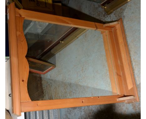 Pine framed mirror with lower shelf