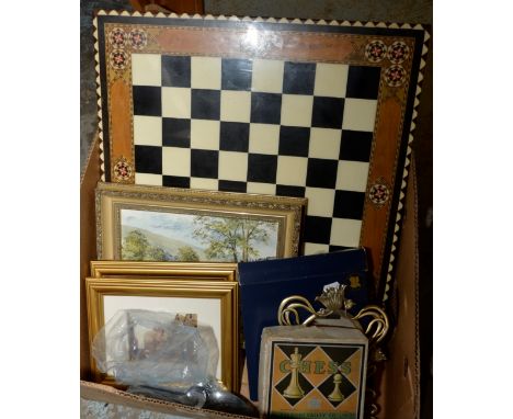 Chess board, framed prints etc.