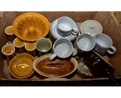 Portmerion 'Totem' coffee cans and saucers, Midwinter Stoneware cups and saucers etc