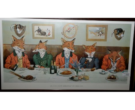 Framed Harry B Neilson print 'Mr Foxes Hunt Breakfast On Xmas Day'