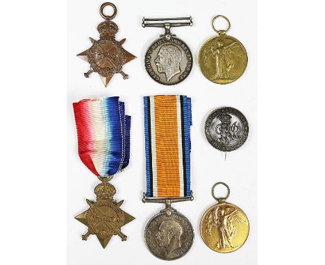 Two World War I trios, comprising 1914-15 Star, BWM and VM, to 17461 Pte J. Unsworth R. Dub. Fus, including a Services Render