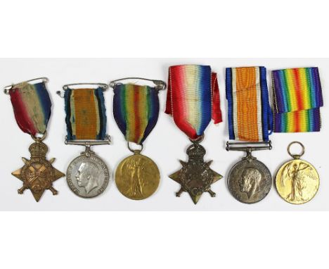 Two World War I trios, comprising 1914-15 Star, BWM and VM, to 2516Pte W. J. Carpenter R. Muns. Fus, and 14033 Pte S. W. Dyke
