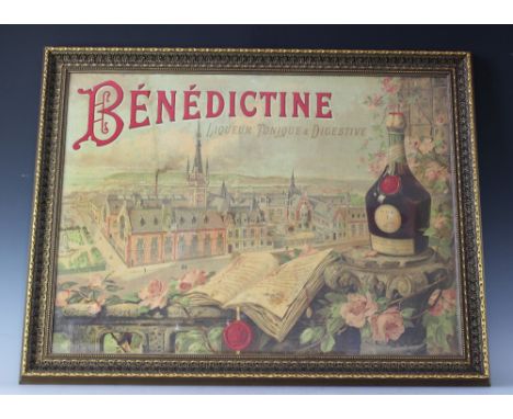 After Louis Tauzin,Colour print,Benedictine, Liqueur Tonique & Digestive,Vintage advertising poster,52cm x 71cm, In later fra
