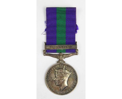 A General Service Medal 1918-1962 to 4118267 Pte M. Leeder, Ches. R, with Palestine clasp (1)